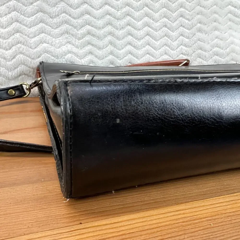 Vintage French Saddle Leather Briefcase Satchel Le Déco Professor Document Bag